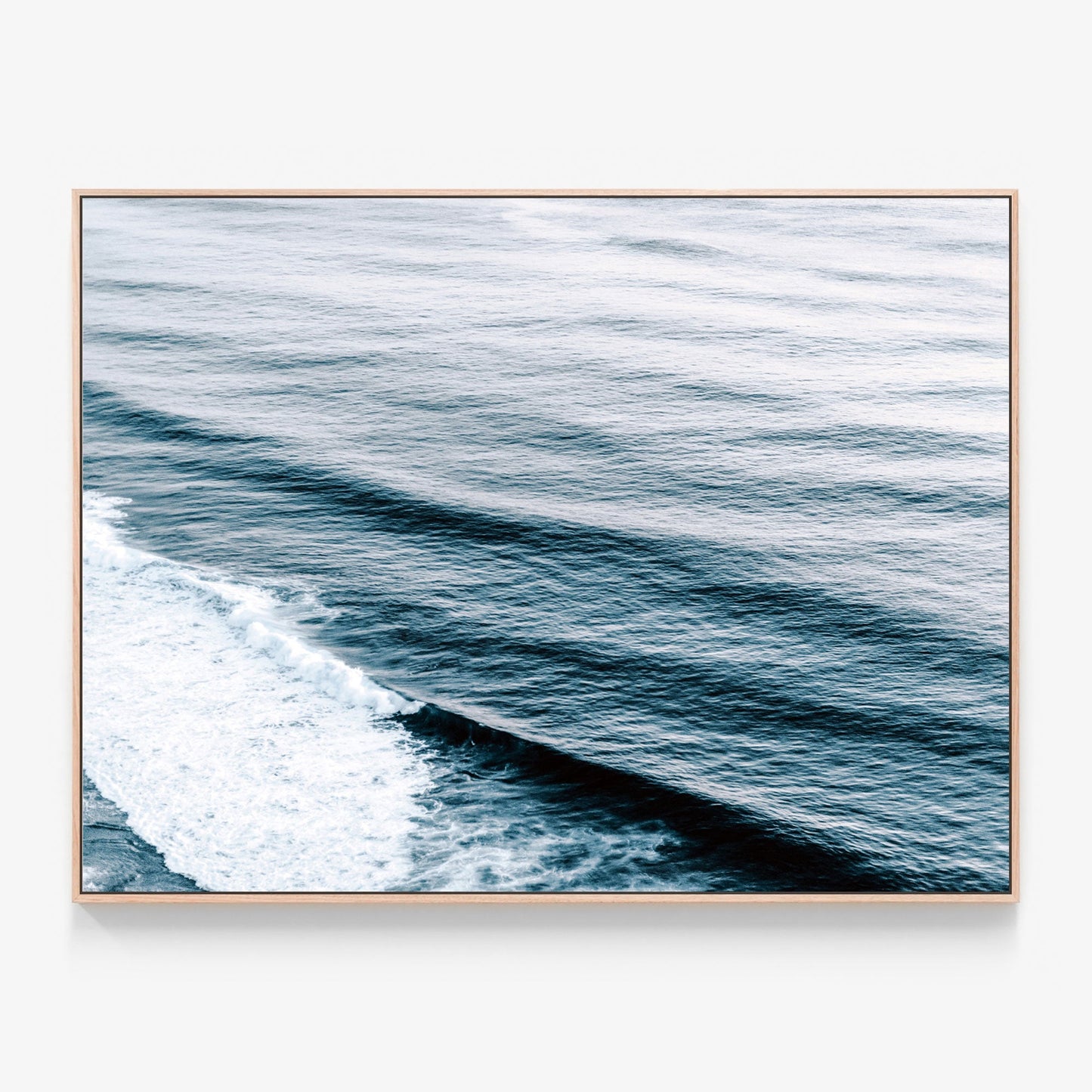 Deep Ocean Canvas wall art with oak float frame