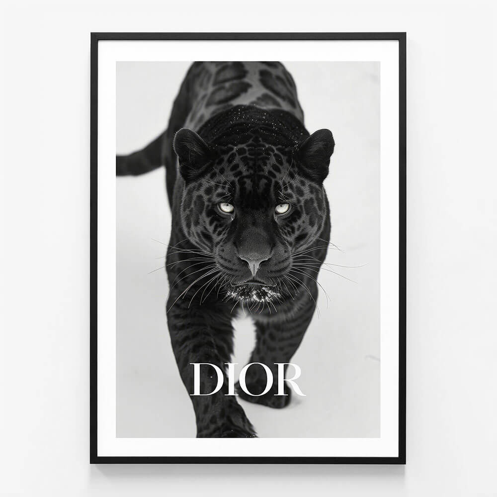 Dior Jaguar wall art print in black frame