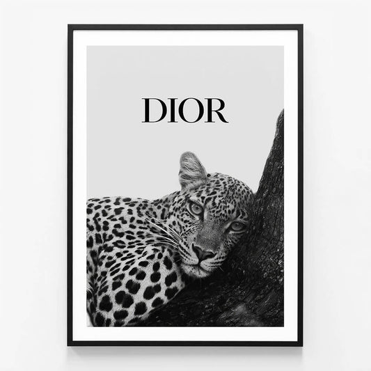 Dior Leopard wall art print in black frame