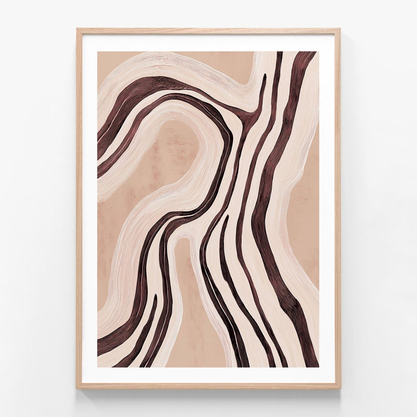 Echoes of Contour oak framed print