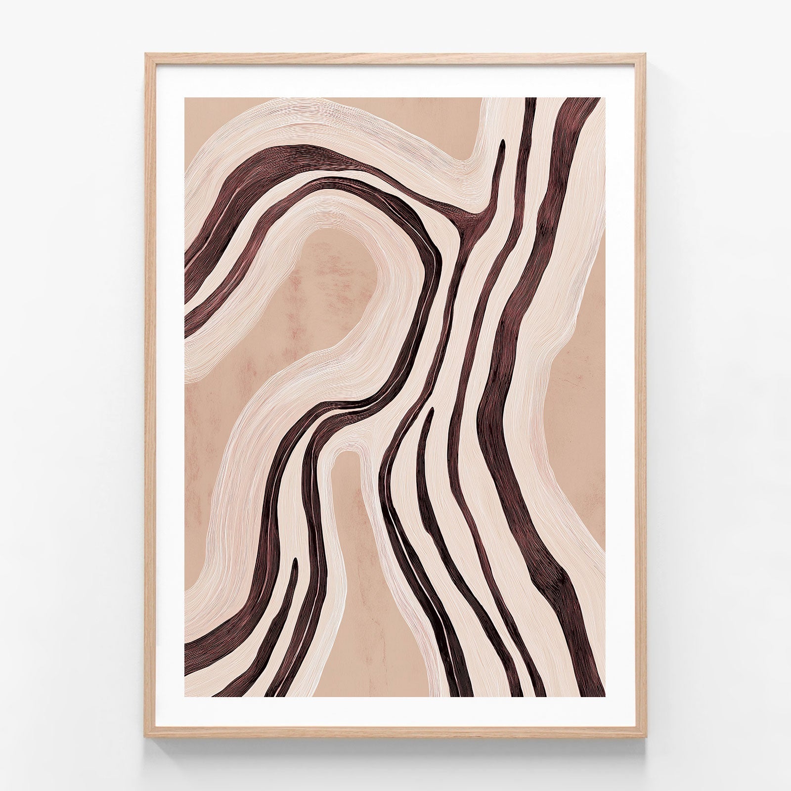 Echoes of Contour oak framed print