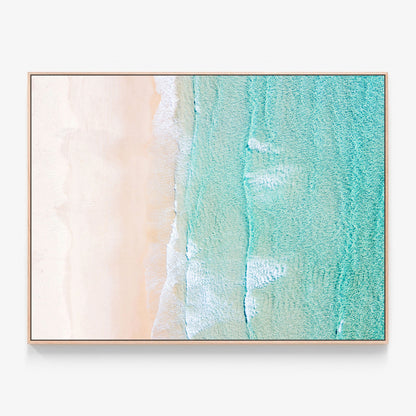 Empty Beach Canvas wall art with oak float frame