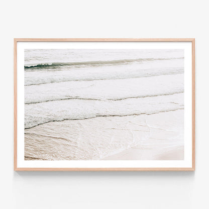 Evening Waves wall art print in oak frame