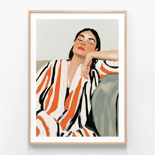 Falling Asleep oak framed print