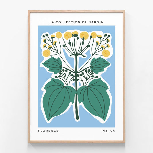 Florence Flower Market oak framed print
