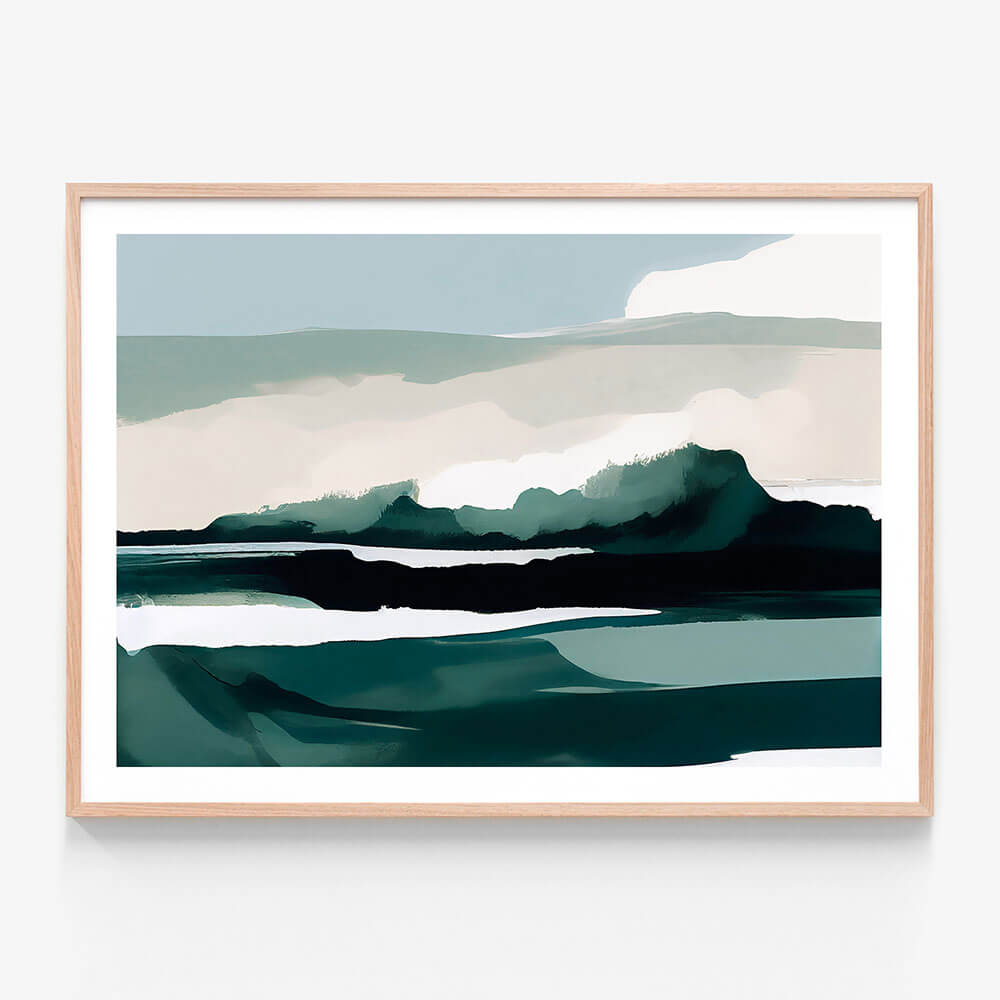 Forest Greens wall art print in oak frame