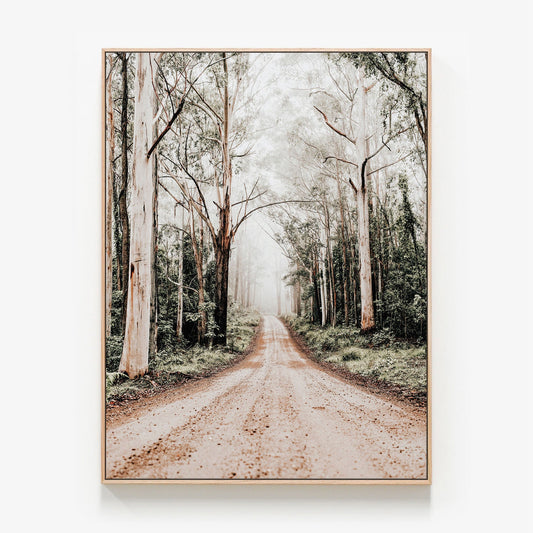 Forest Road Canvas wall art with oak float frame