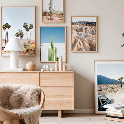 A gallery wall of desert wall art prints