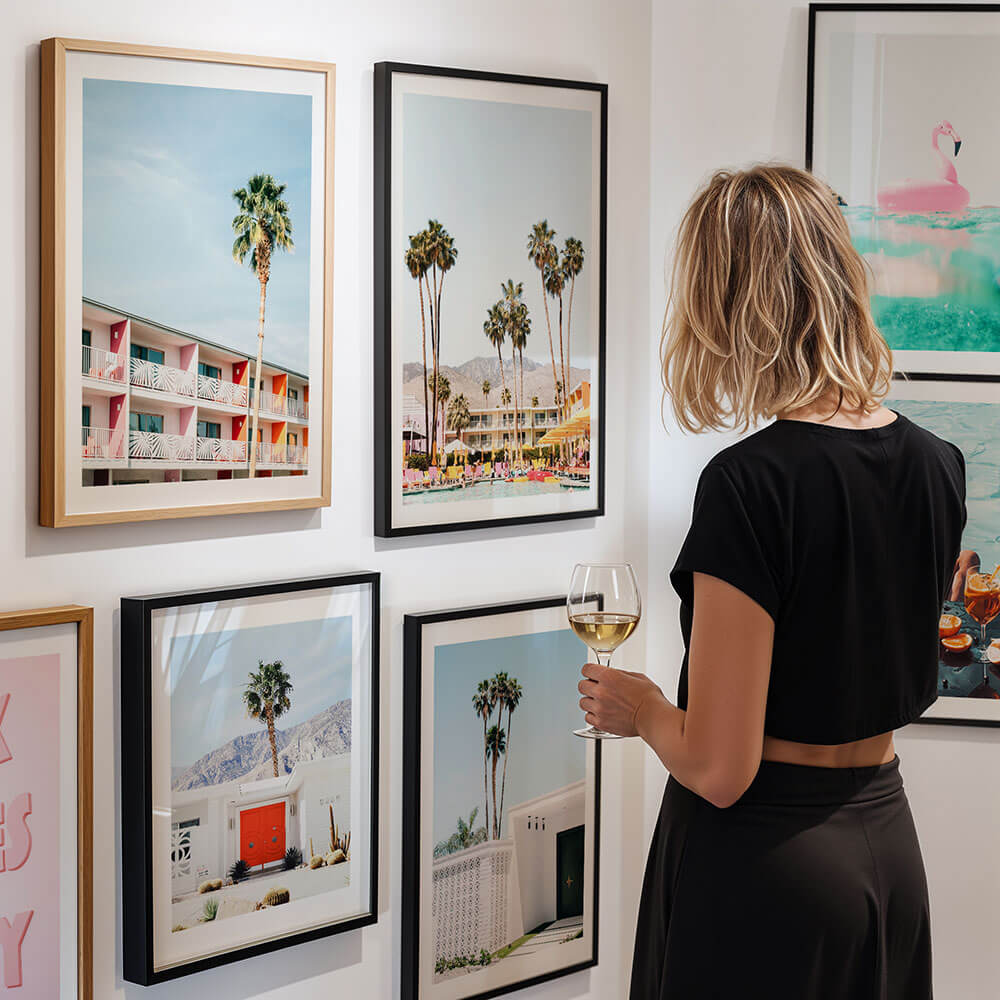 A gallery wall of photography wall art prints.