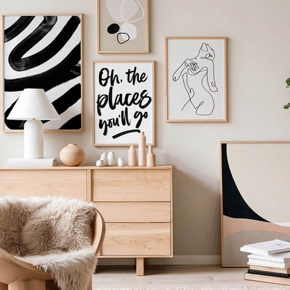 A Gallery wall of prints with typography wall art