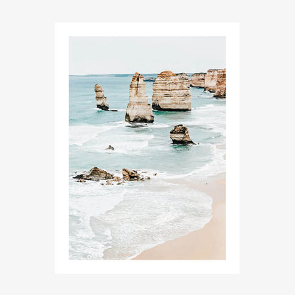 A photo print of the 12 Apostles rock formation along the great ocean road Australia.