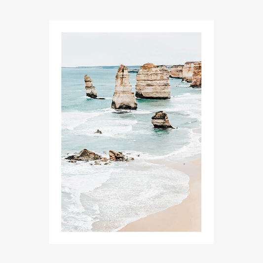 A photo print of the 12 Apostles rock formation along the great ocean road Australia.