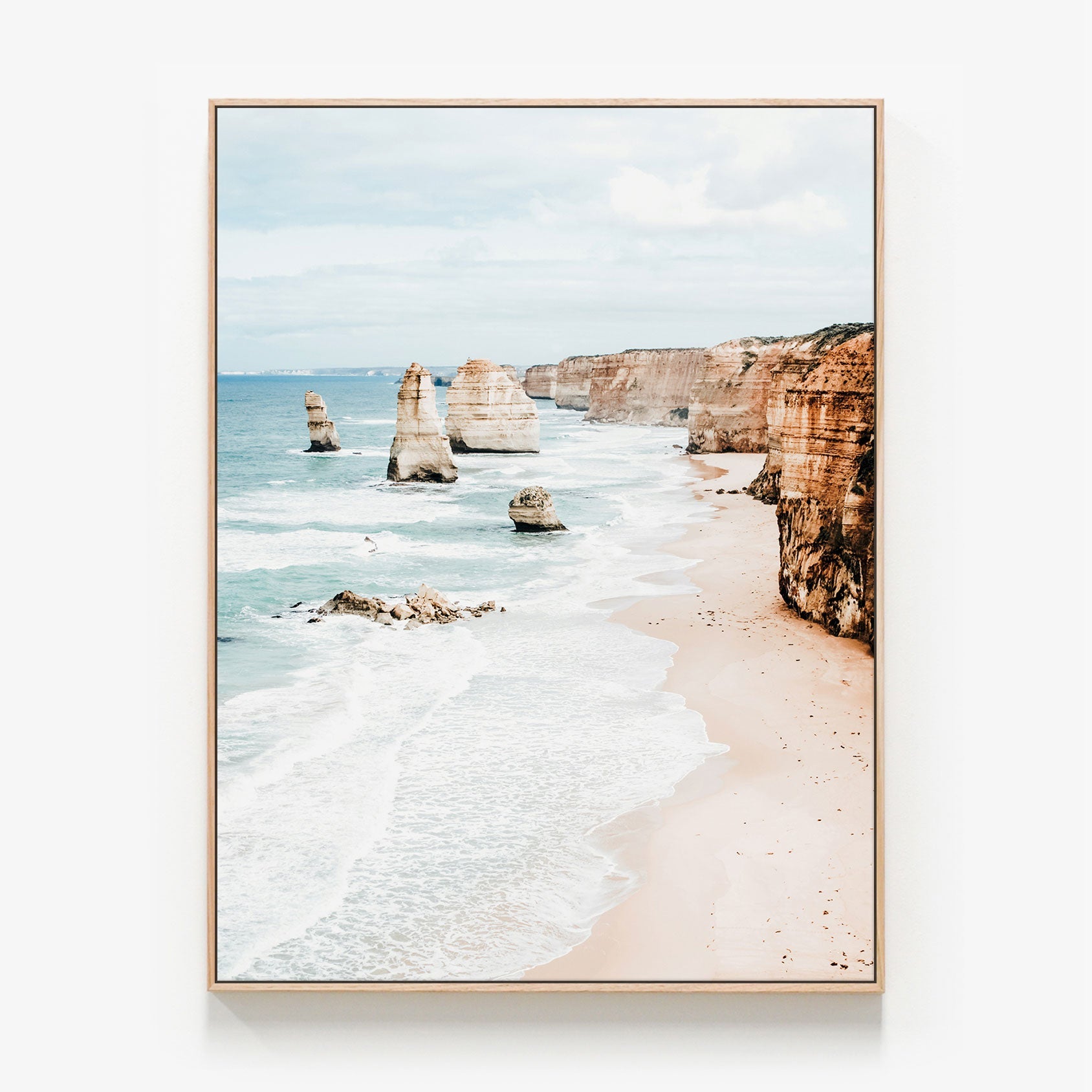 Great Ocean Road Canvas print in oak frame