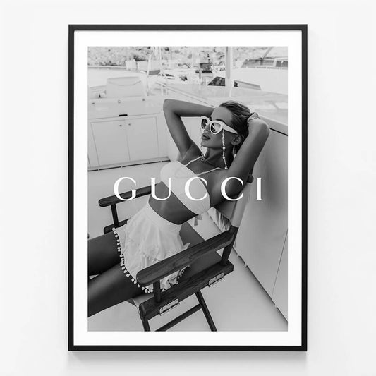 Gucci Boating wall art print in black frame