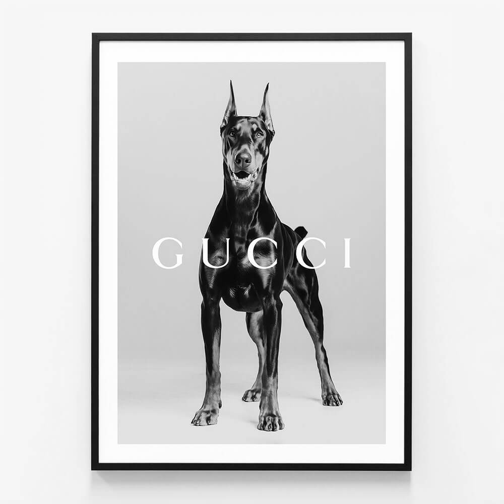 Gucci Doberman wall art print in black frame