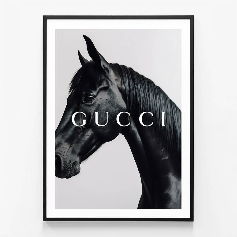 Gucci Horse wall art print in black frame