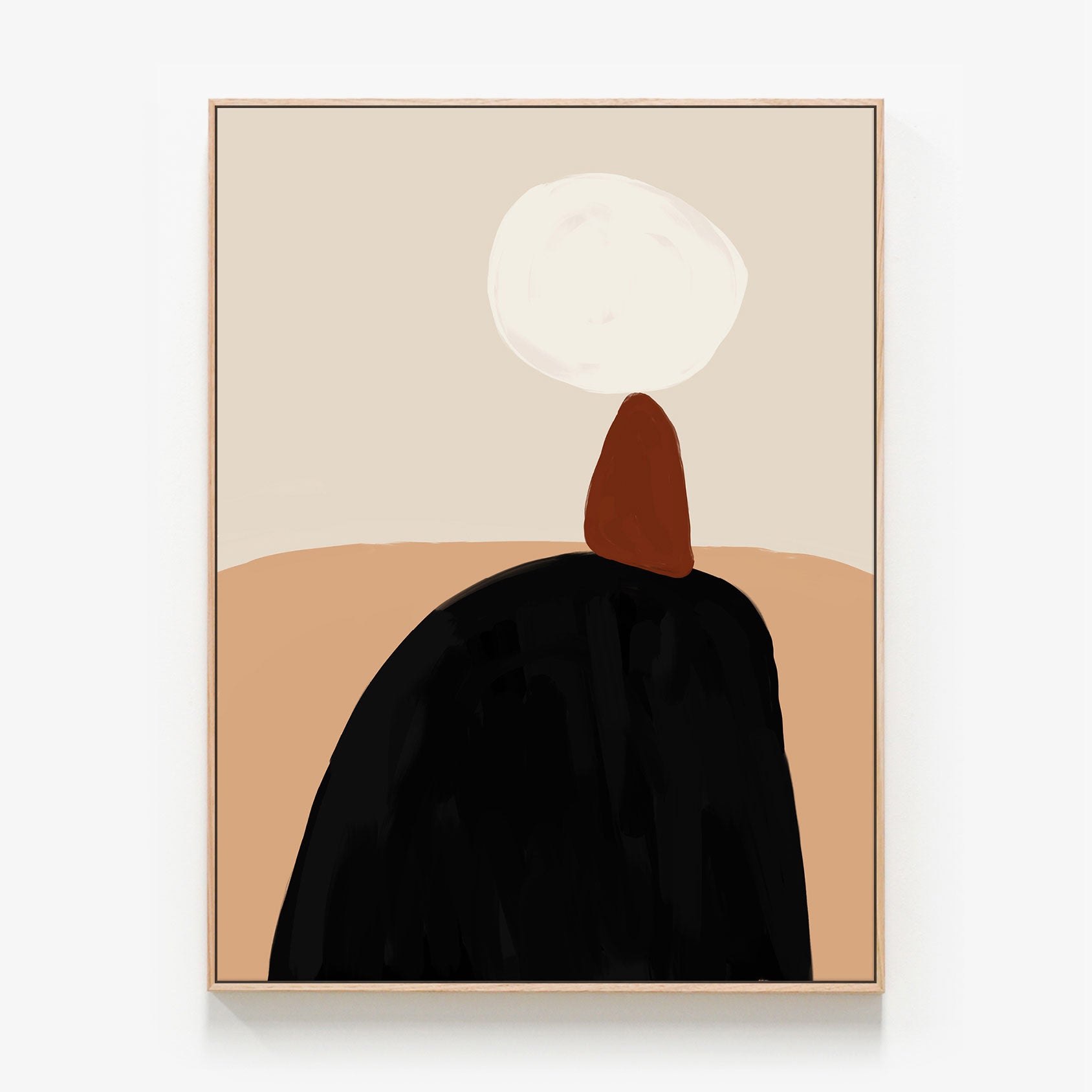 Harmony, a minimalist abstract wall art canvas print in oak frame
