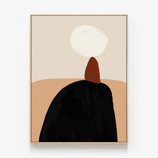 Harmony, a minimalist abstract wall art canvas print in oak frame