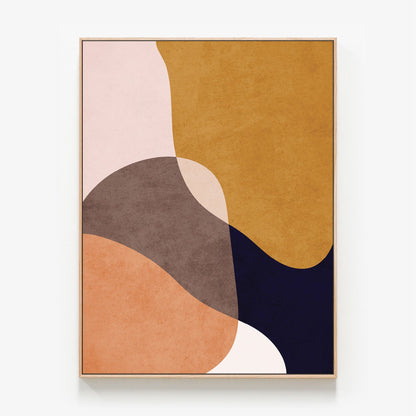 Haymarket, a minimalist abstract art canvas print in an oak frame.