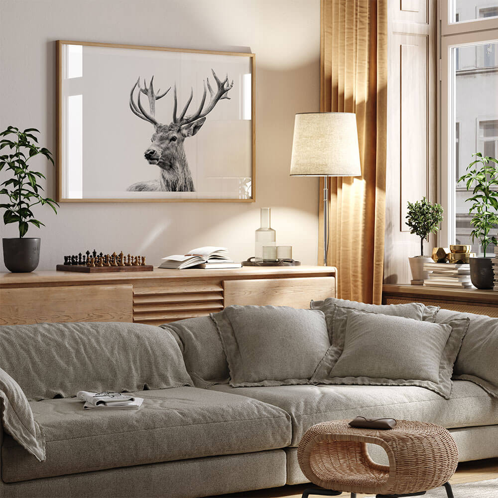 Highland-Deer-Black-and-White-Framed-Art-Print.jpg