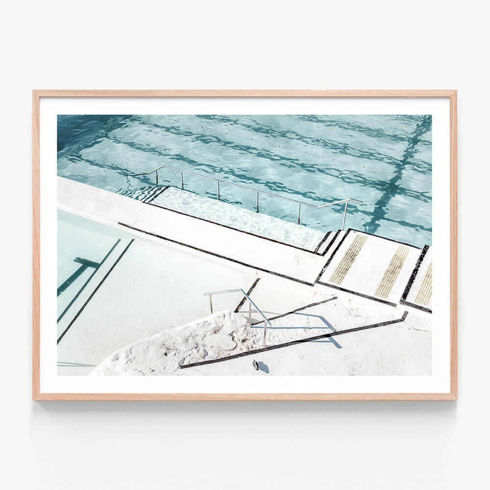 A framed print featuring details of the Icebergs Pool at Bondi Beach Australia