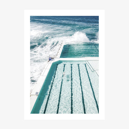 A portrait orientation photo print of the icebergs pool at Bondi beach.