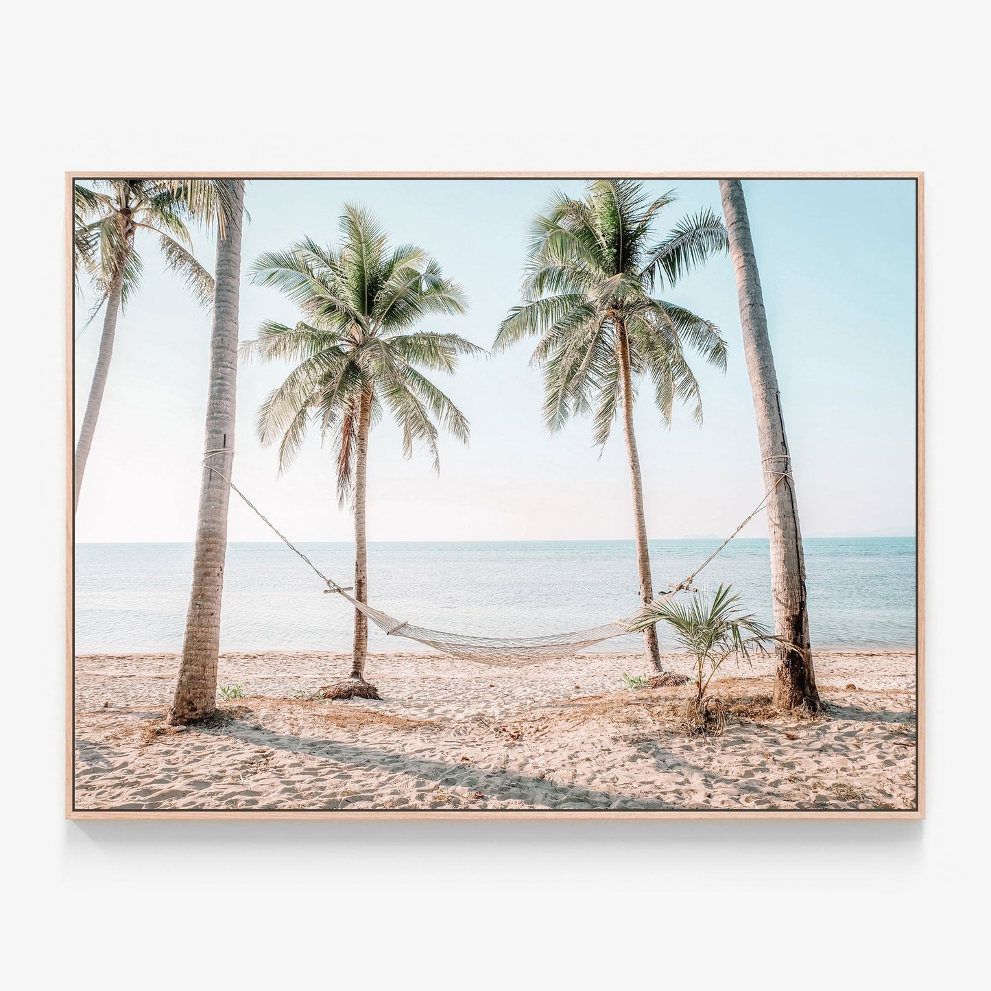 Island Hammock Canvas wall art with oak float frame