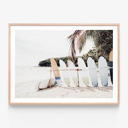 Island Surf wall art print in oak frame