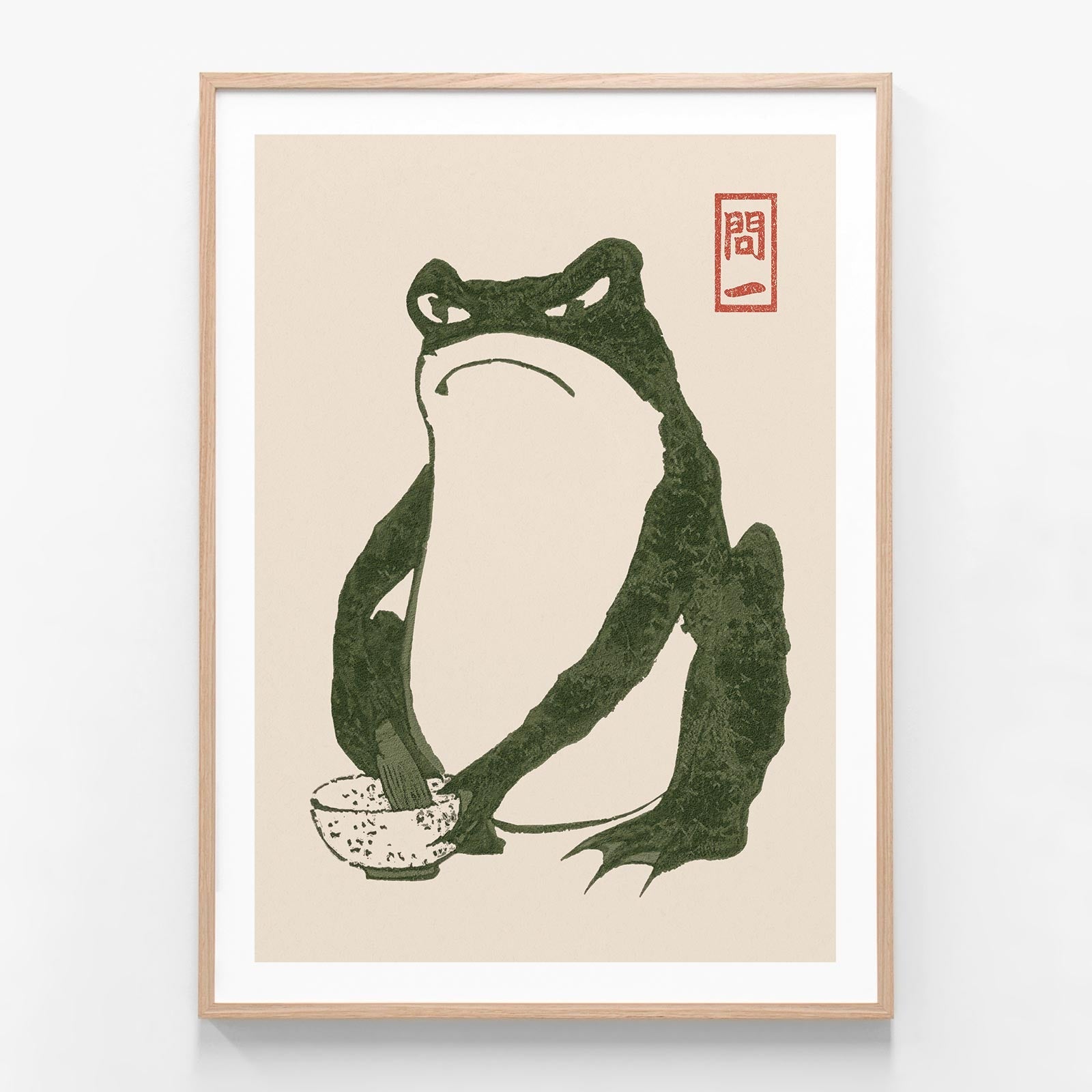 Japanese Frog No. 3 oak framed print