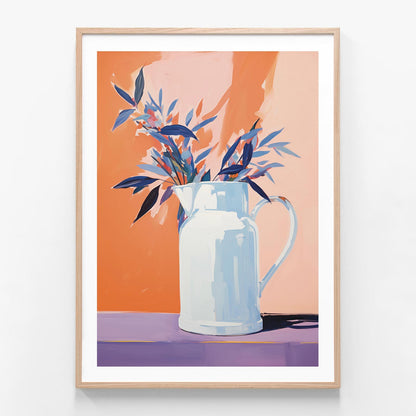Jug of Leaves oak framed print