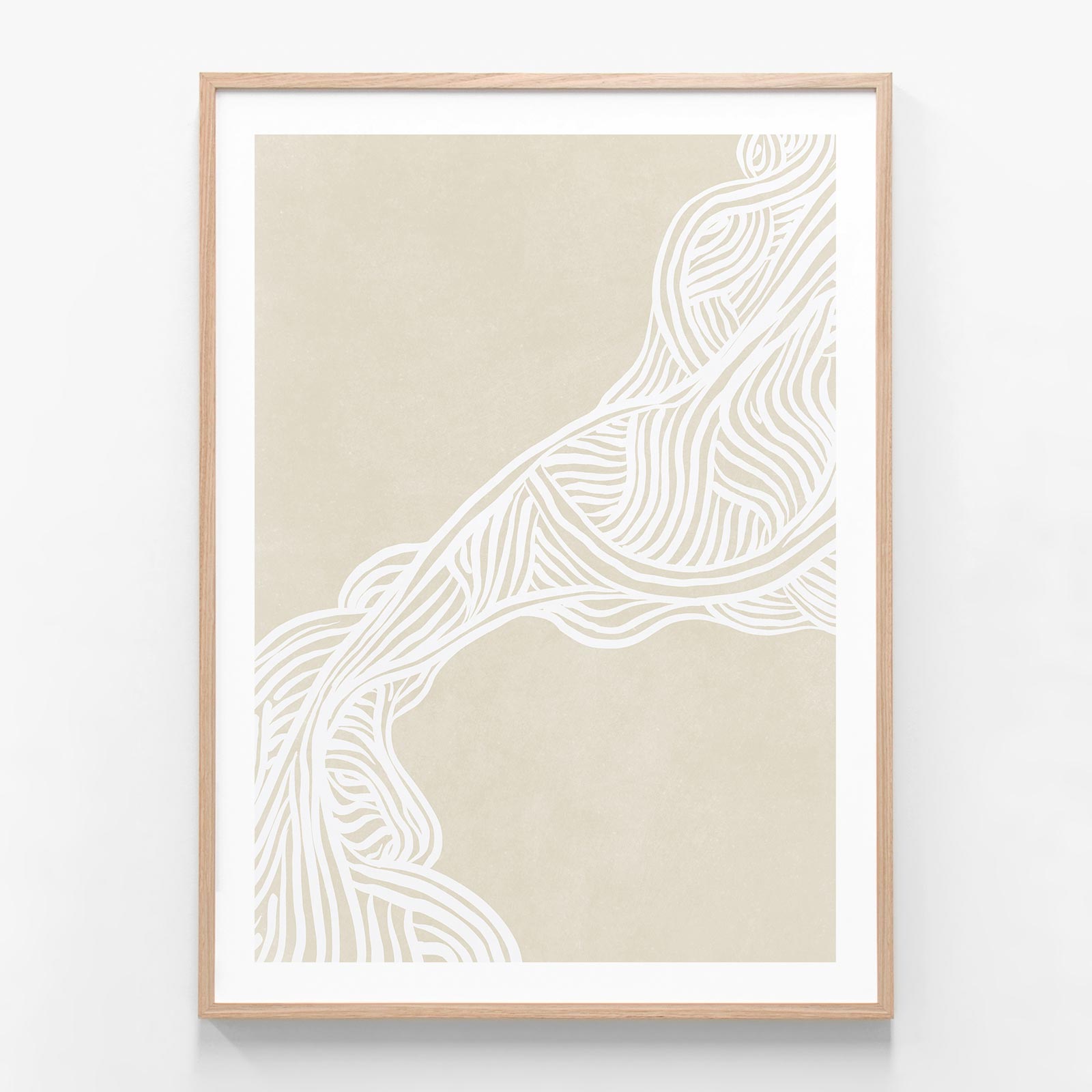 Lagom Lines 2 oak framed print