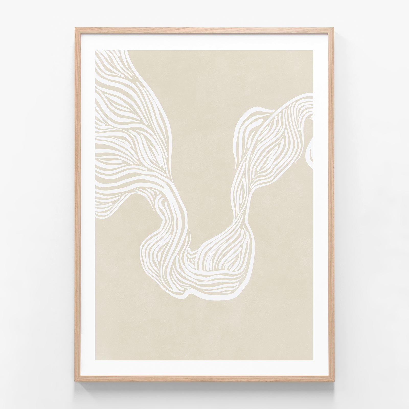 Lagom Lines 3 oak framed print