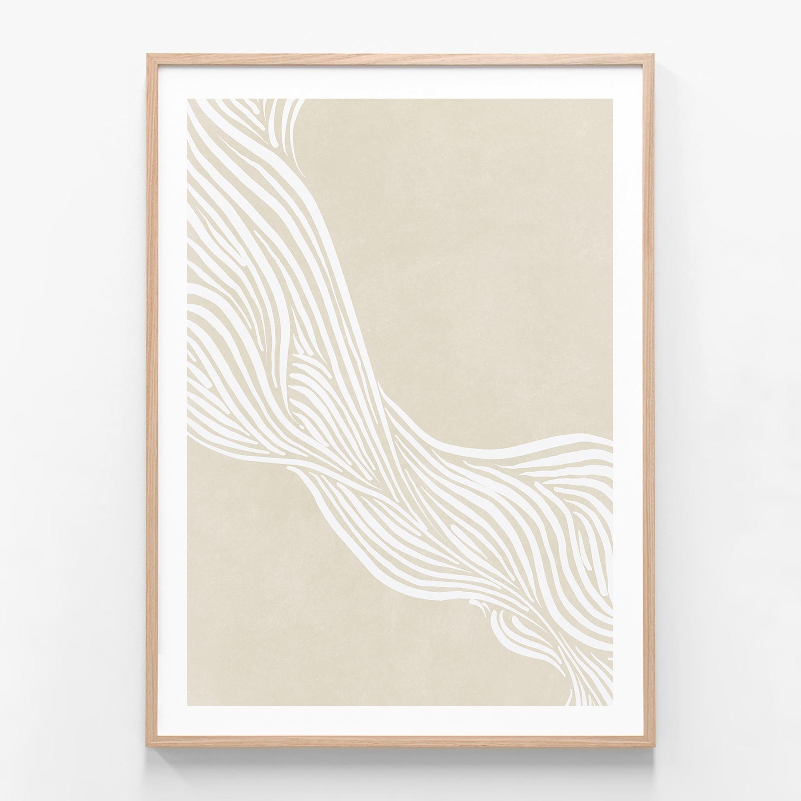 Lagom Lines oak framed print