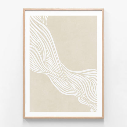 Lagom Lines oak framed print