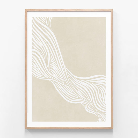 Lagom Lines oak framed print
