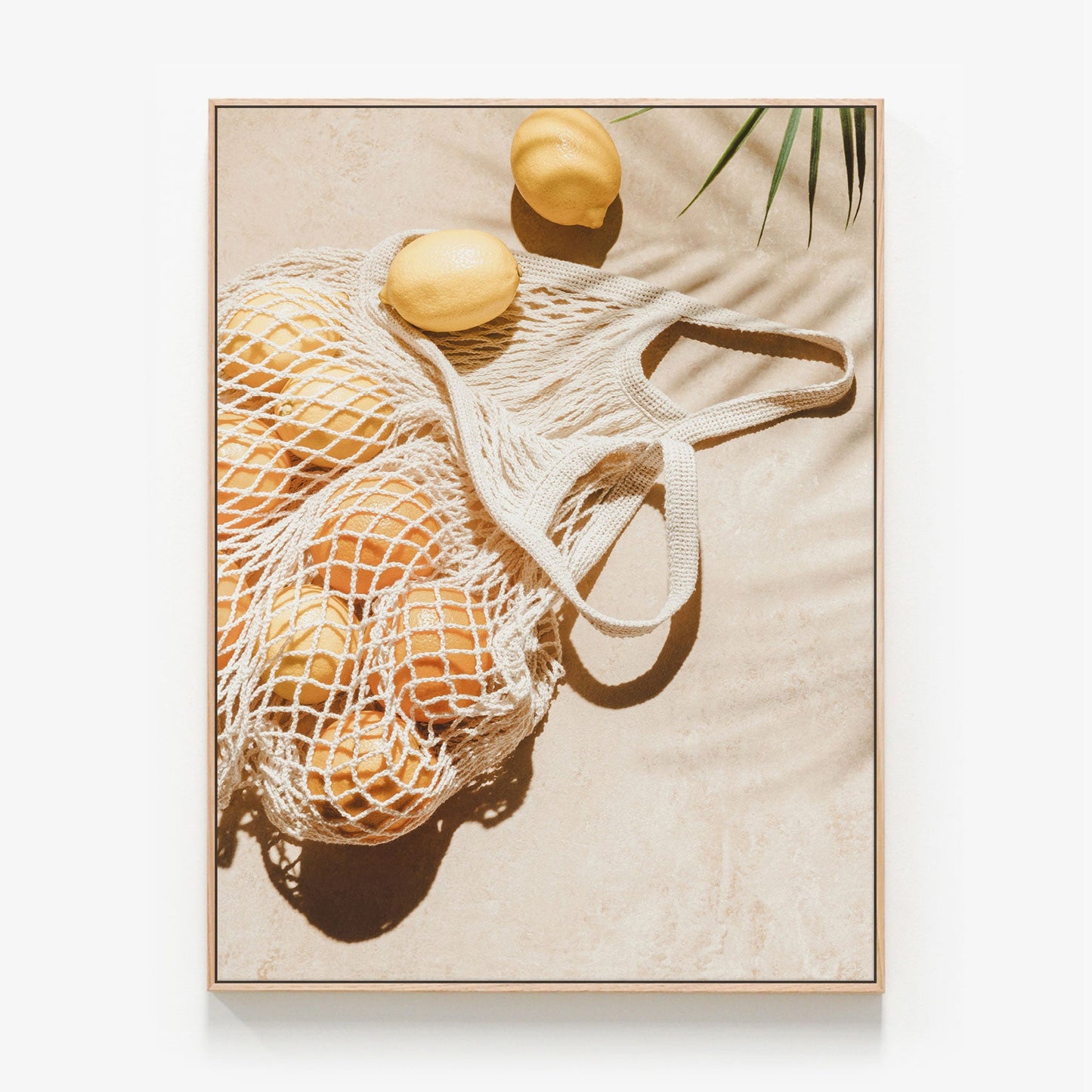 Lemon Lust Canvas wall art with oak float frame