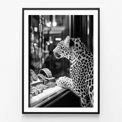 Leopard Jewels wall art print in black frame