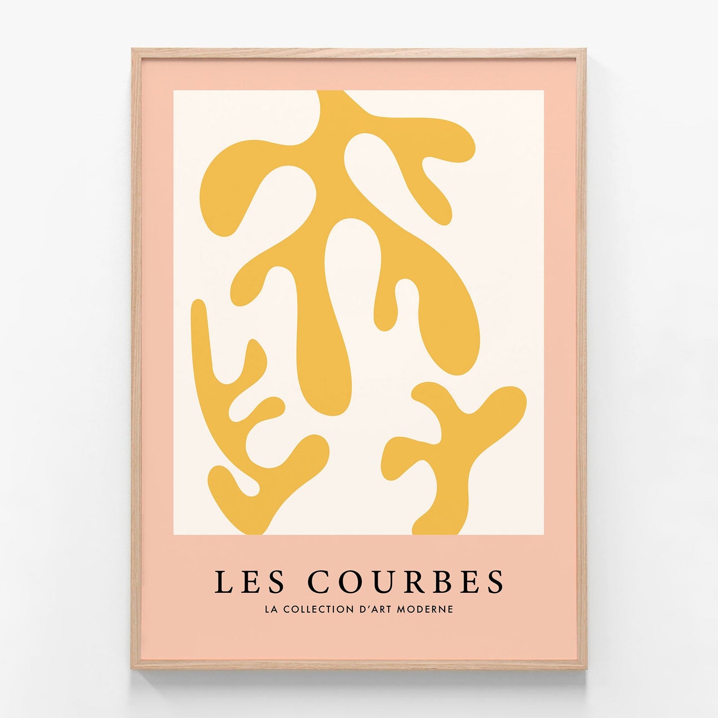 Les Courbes Jaune oak framed print