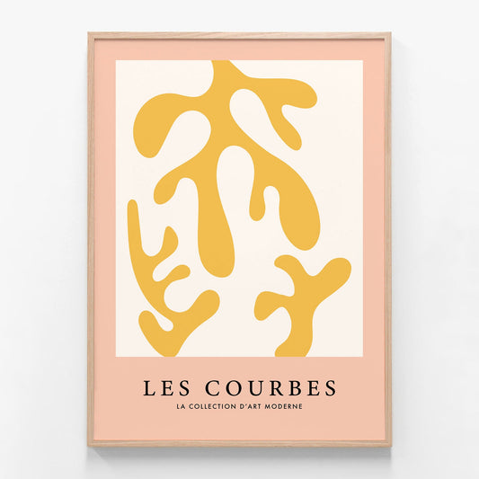 Les Courbes Jaune oak framed print