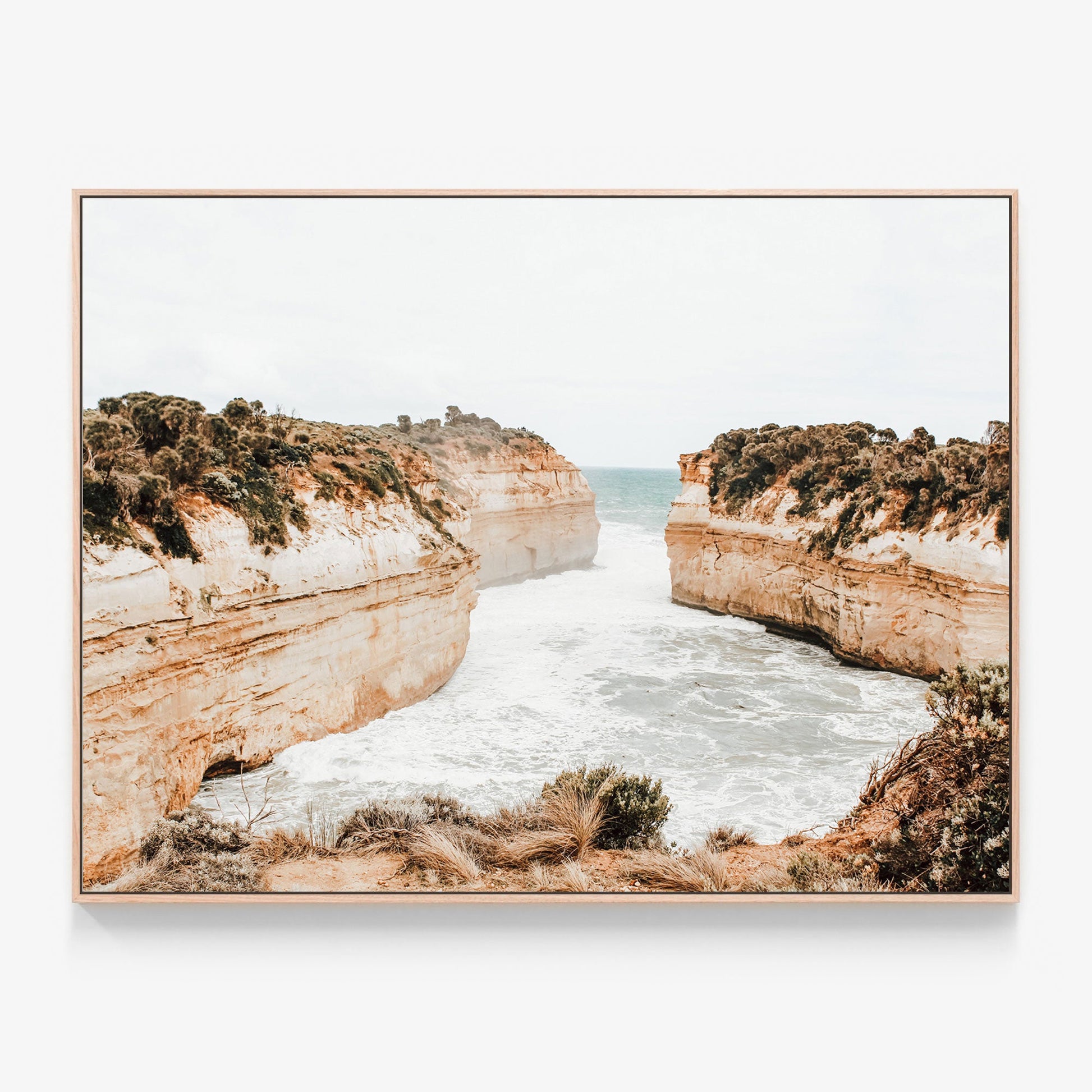Loch Ard Gorge Canvas wall art with oak float frame