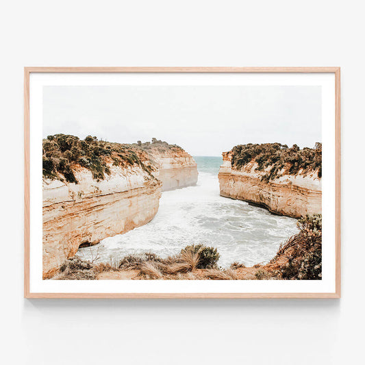 A framed print featuring Loch Ard Gorge along the great ocean road in Australia.