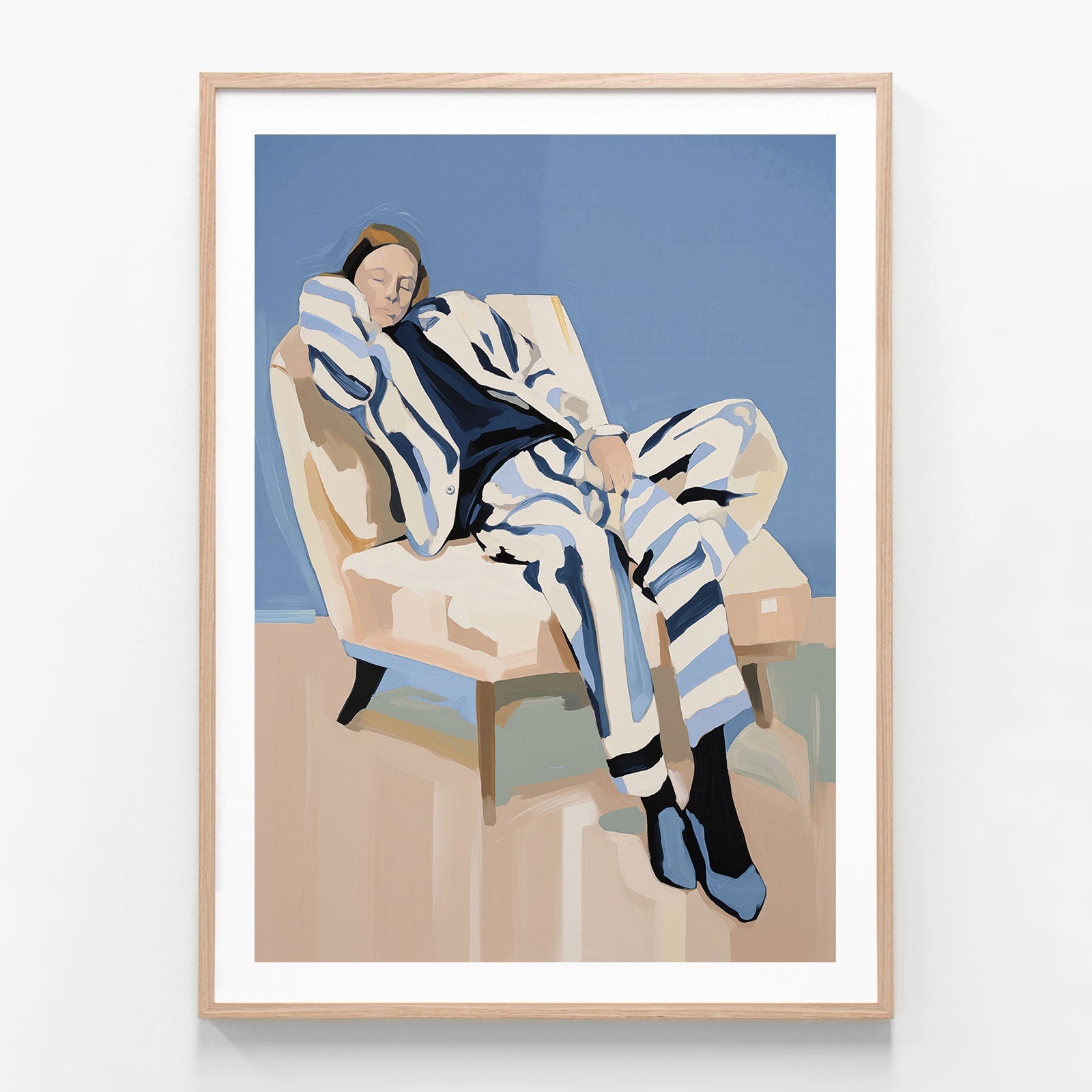 Lounging Around oak framed print