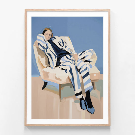 Lounging Around oak framed print