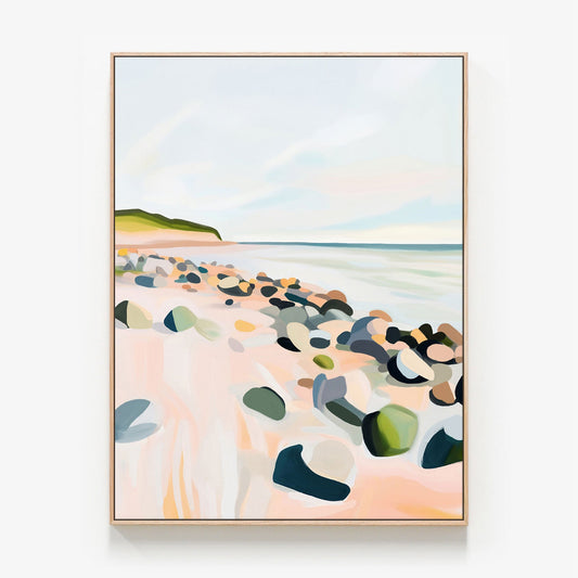 Low Tide Canvas oak framed canvas print