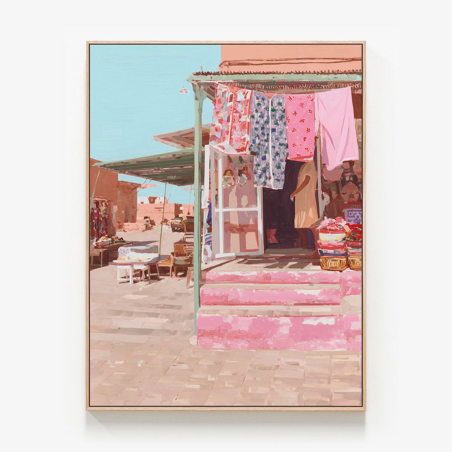 Market Steps Canvas oak framed canvas print