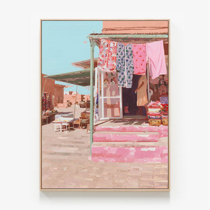 Market Steps Canvas oak framed canvas print