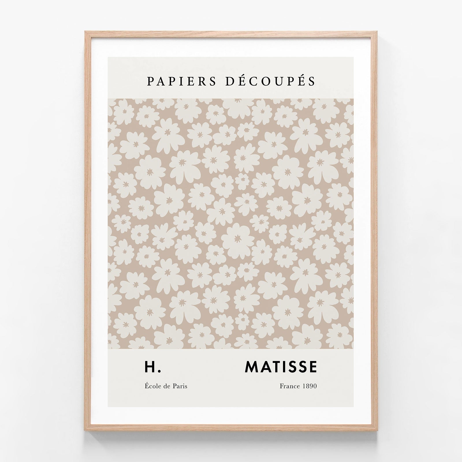 Matisse Beige Flowers oak framed print