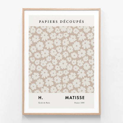 Matisse Beige Flowers oak framed print