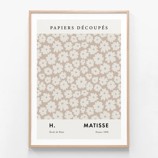 Matisse Beige Flowers oak framed print