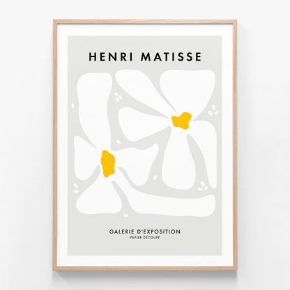 Matisse White Flowers oak framed print